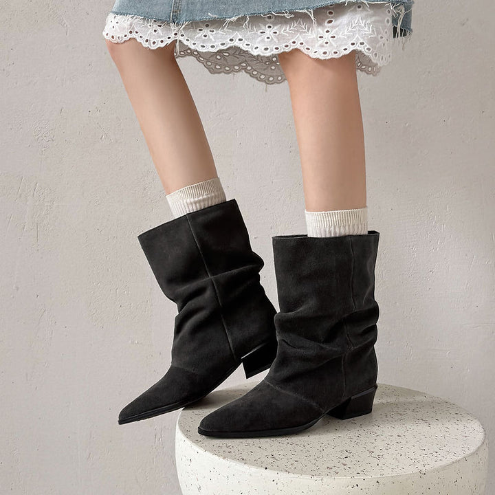 Bronwyn - Genuine Leather Western Ankle Boots