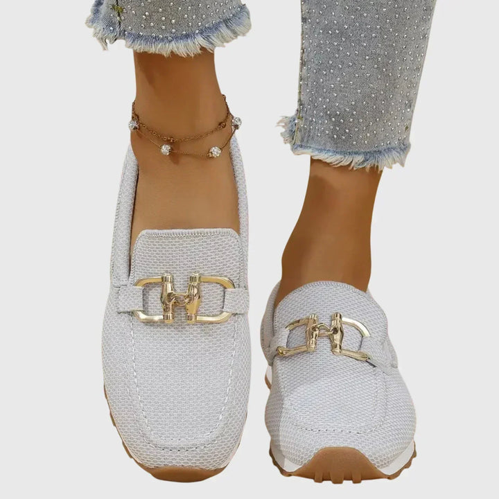 Alexandrine - Sporty Gold Buckle Loafers