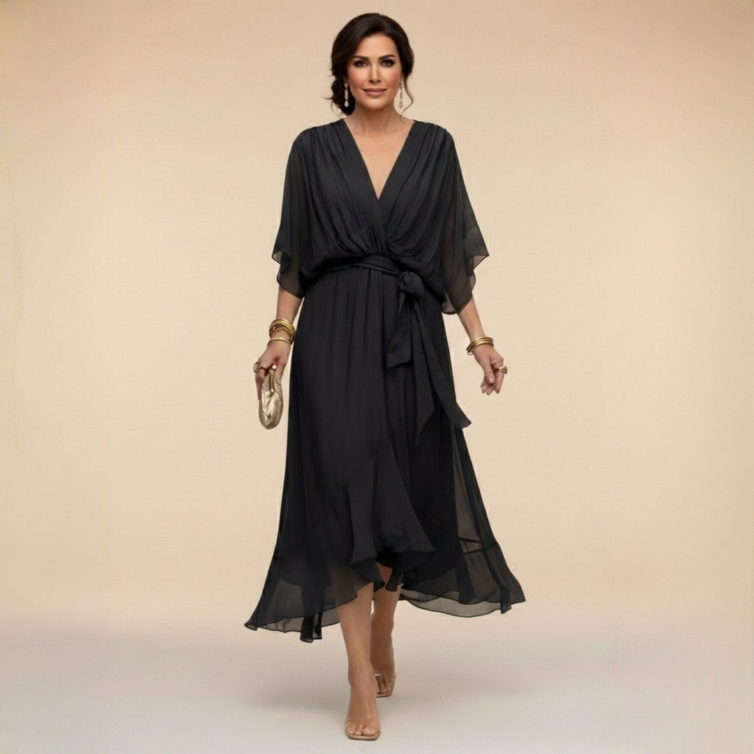 Harmonie - Satin V-Neck Dress