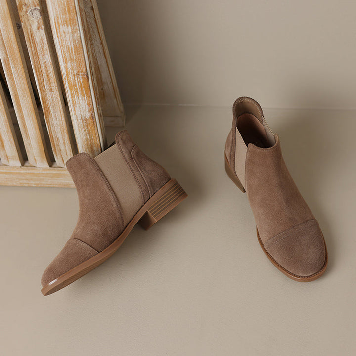 Effie - Genuine Suede Cap Toe Boots