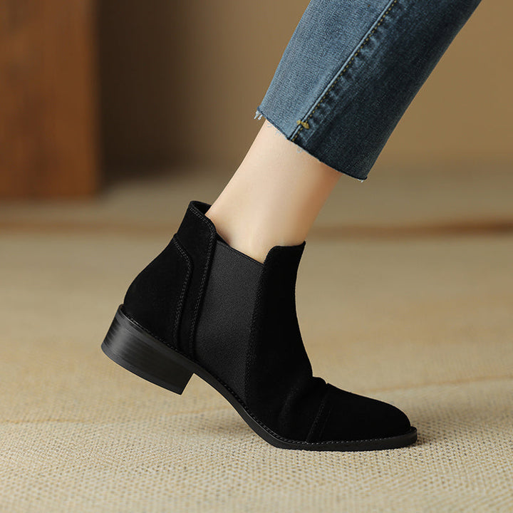 Effie - Genuine Suede Cap Toe Boots