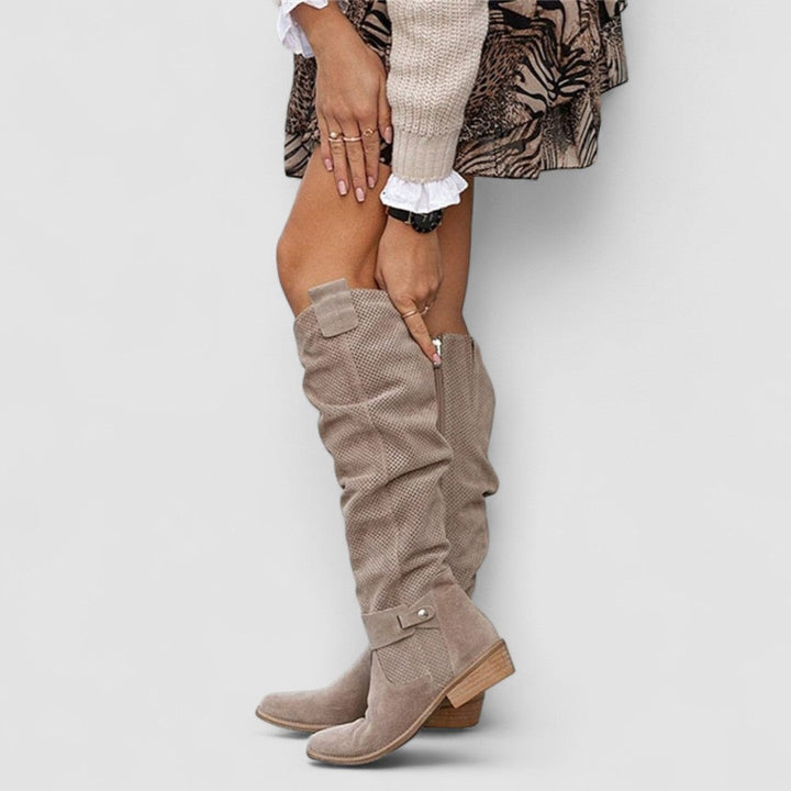 Karina - Western Style Suede Ankle Boots
