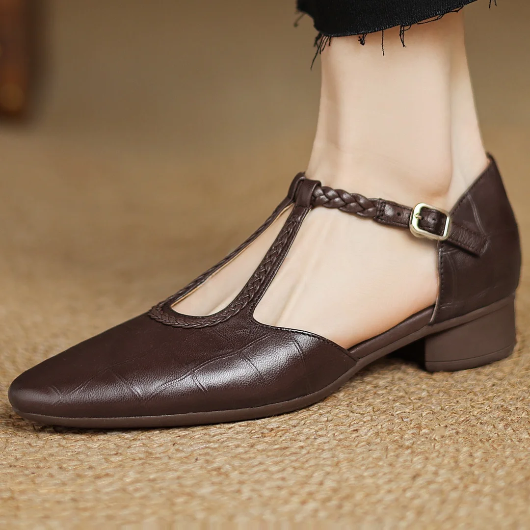 Clementine - Crocodile-Effect Mary Jane Flats