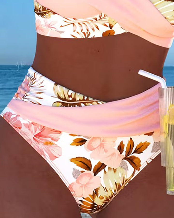 Auralee - Floral Contrast Two-Piece Bikini
