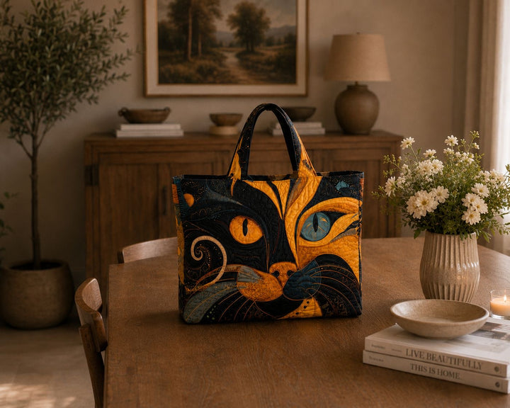 Bolsa Tote Acolchada - Gato Místico