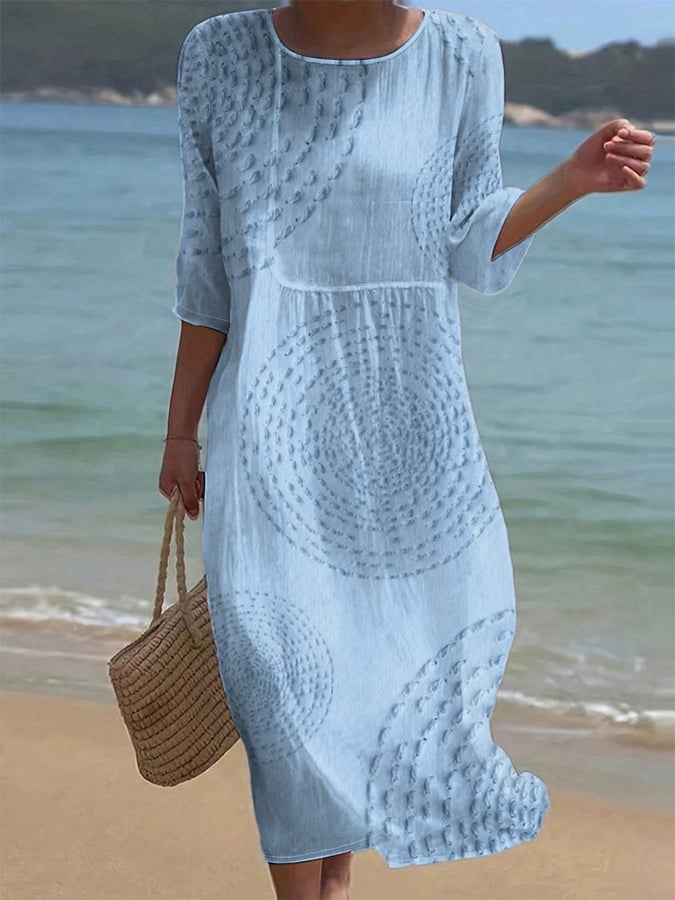 Ansley - Light Blue Embroidered Flowing Dress