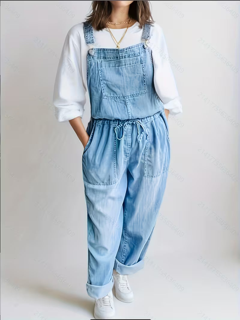 Lainey - Relaxed Denim Overall Shorts