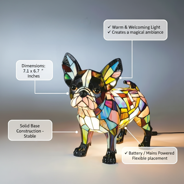 Boston Terrier Elegance Coloured Glass Lamp