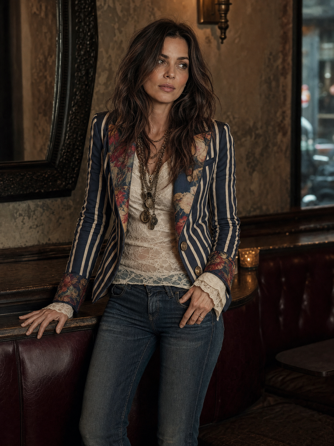 Willa - Cotton-Linen Striped Floral Blazer