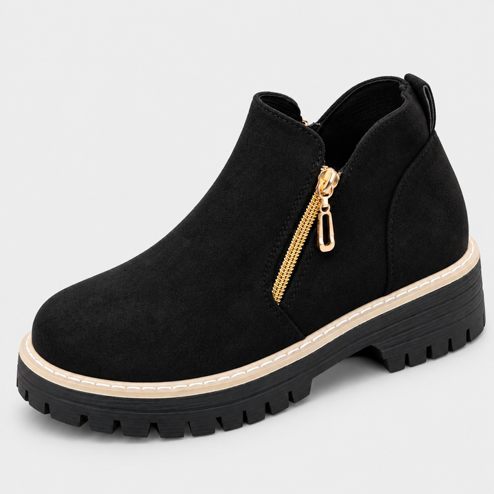 Carly - Double Zip Suede-Look Ankle Boots