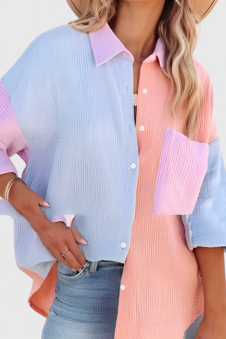 Hester - Colour-Block Button-Front Blouse