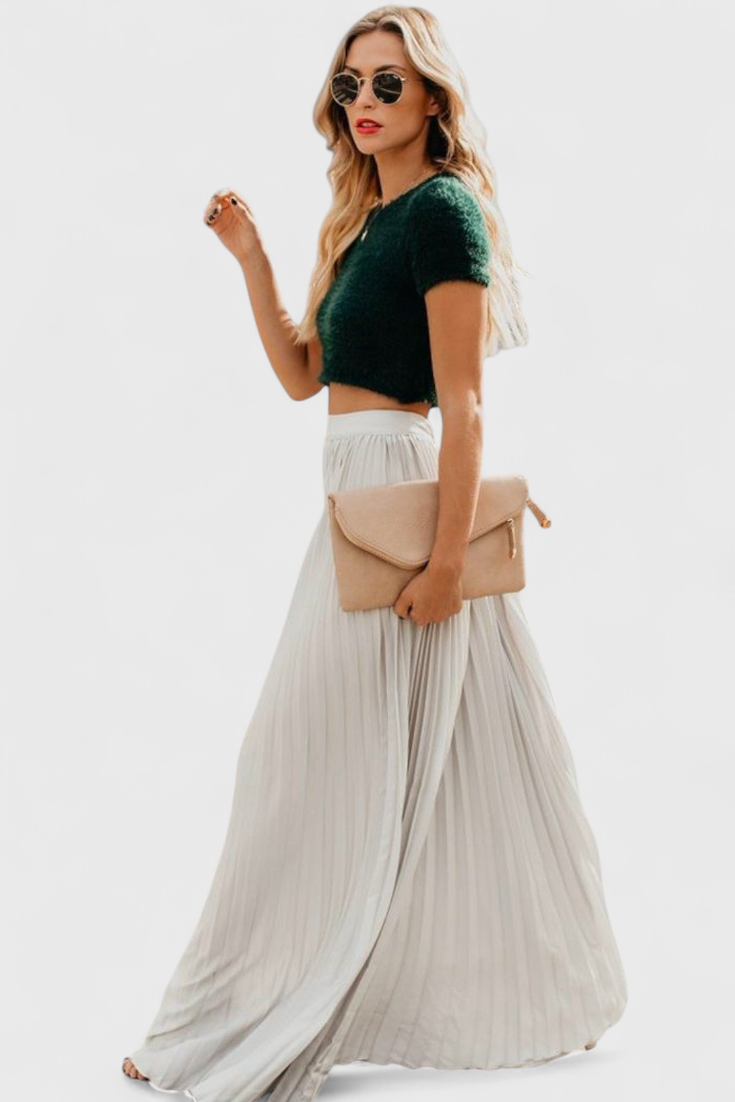 Charlotta - Pleated High Waist Maxi Skirt