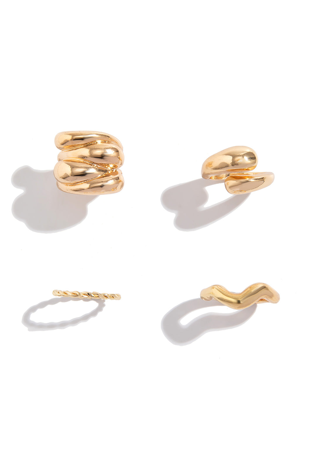 Jayla - 4-Piece Metallic Ring Set