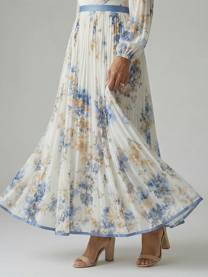 Gladys - Floral Midi Dress with Pleated Skirt