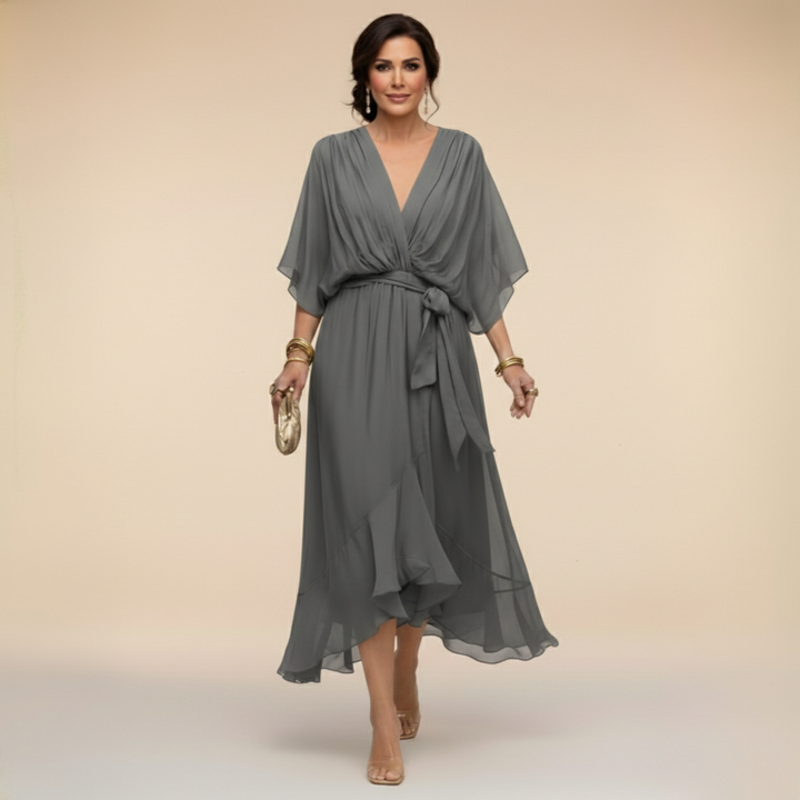 Harmonie - Satin V-Neck Dress