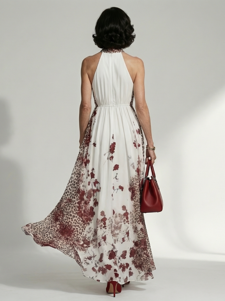 Miranda - Long Floral Dress with Long Sleeves and Full Skirt