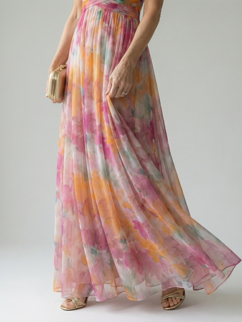 Edana - Long Ombre Dress with Thin Straps