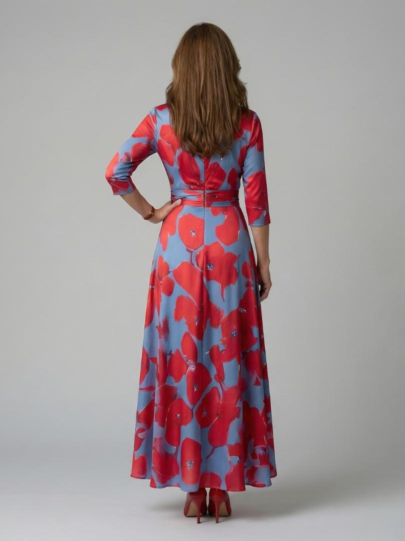 Tammy - Floral Midi Dress with Crossover Neckline