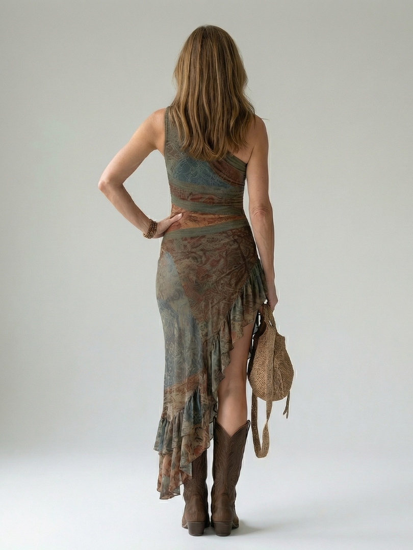 Jamie - Asymmetric Mini Dress with Side Slit