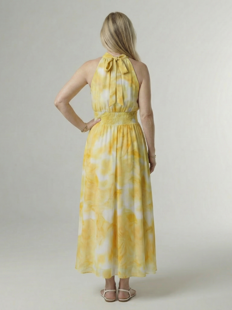 Brittany - Halter Midi Dress with Adjustable Waist