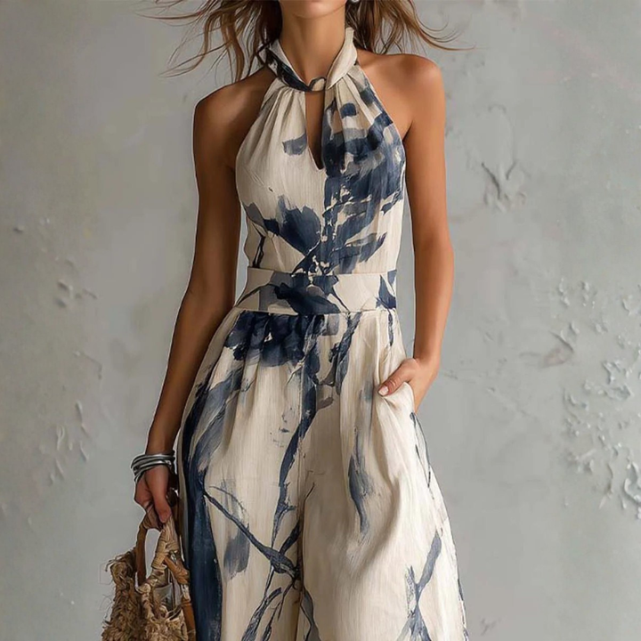 Dominica - Ink Print Wide-Leg Jumpsuit