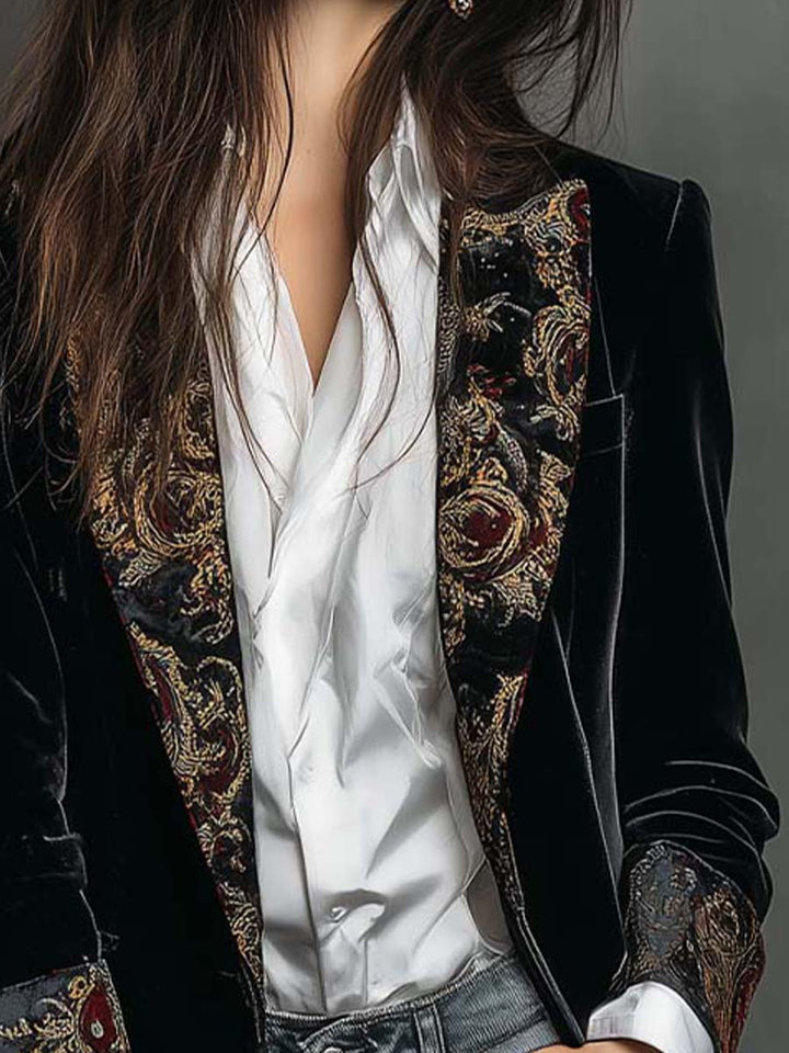 Greta - Cropped Blazer with Baroque Details