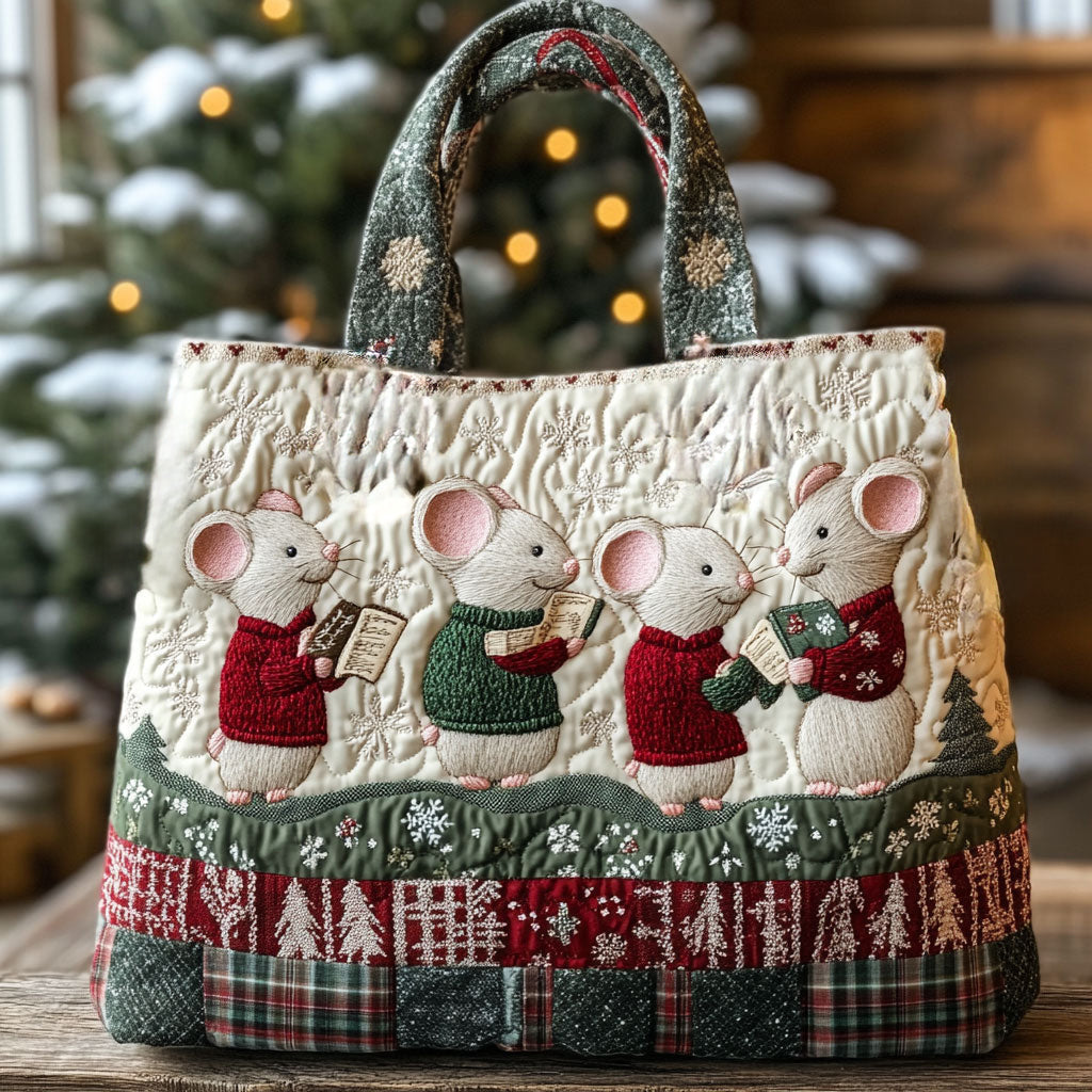Bolsa Tote Acolchada de Invierno con Diseño de Ratón