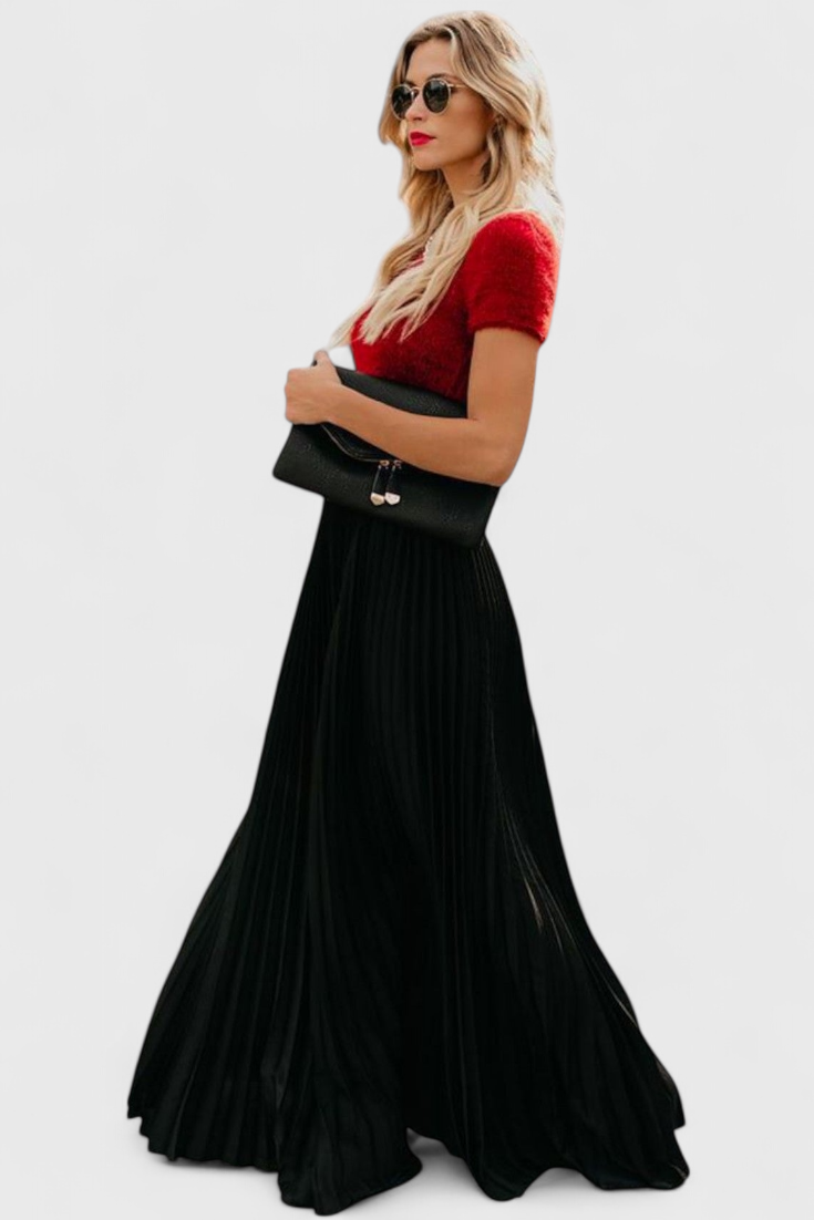 Charlotta - Pleated High Waist Maxi Skirt