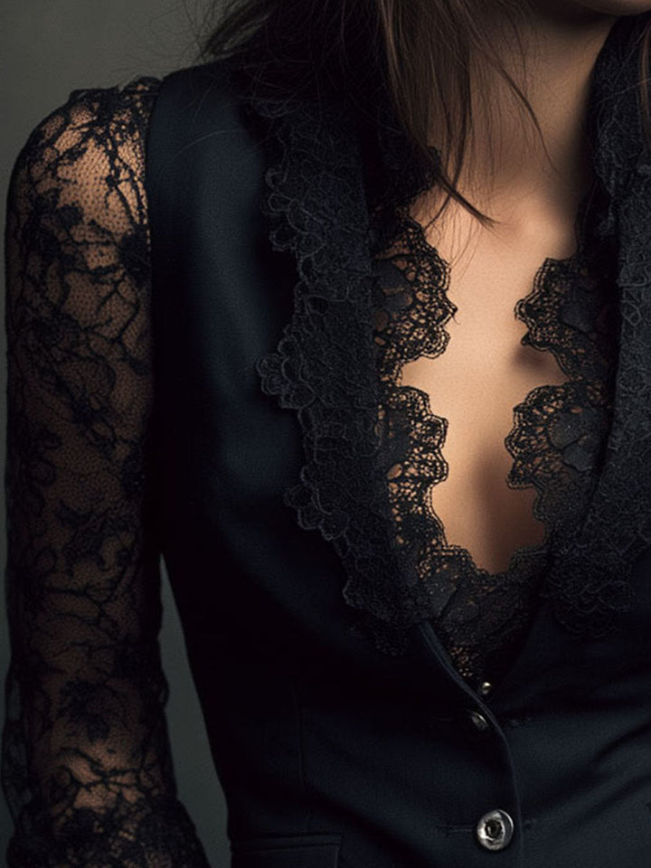 Zelda - Elegant Blazer with Lace Sleeves