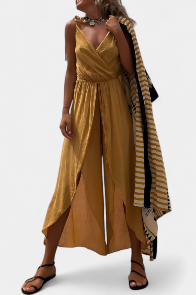 Brinley - Washed Cotton Cross-Neck Jumpsuit