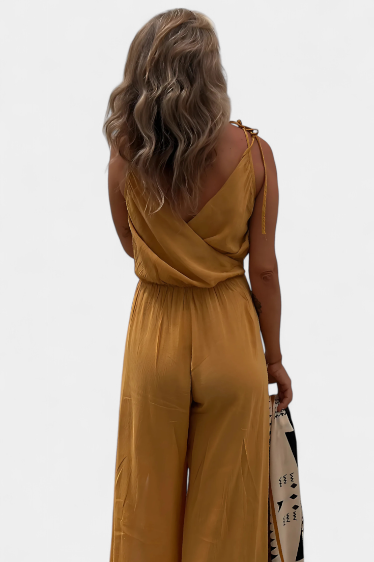 Brinley - Washed Cotton Cross-Neck Jumpsuit