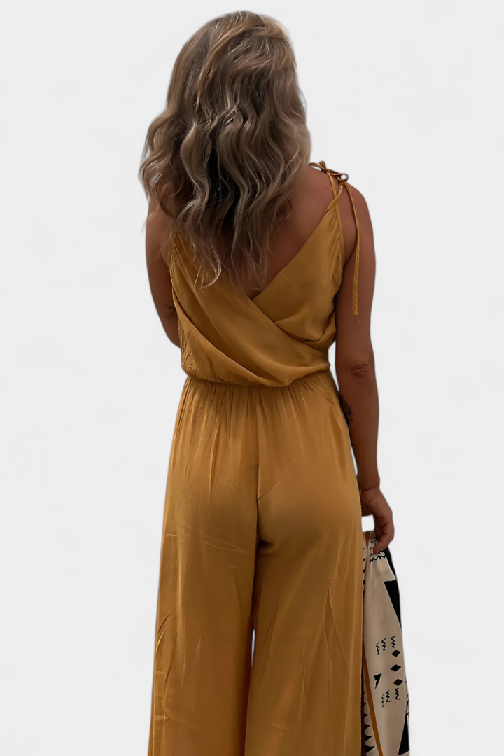 Brinley - Washed Cotton Cross-Neck Jumpsuit