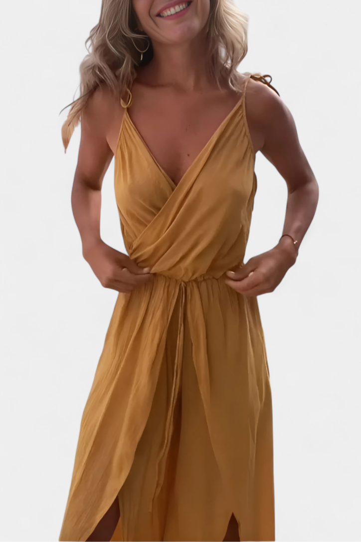 Brinley - Washed Cotton Cross-Neck Jumpsuit
