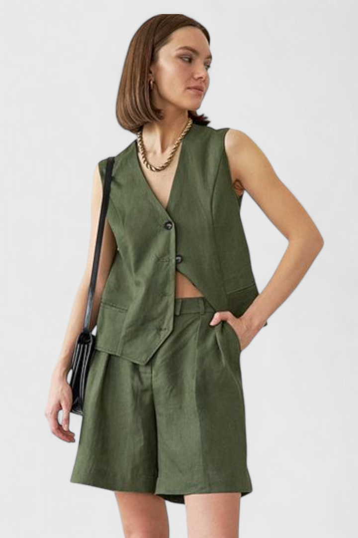 Raquel - Safari Summer Shirt and Shorts Matching Set