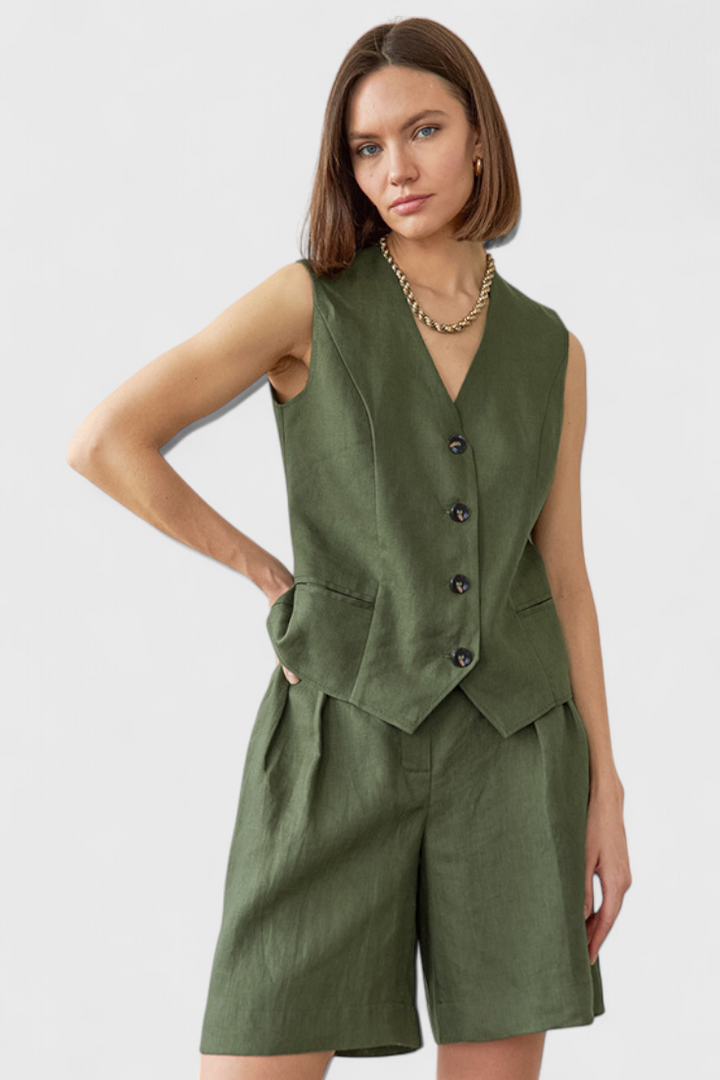 Raquel - Safari Summer Shirt and Shorts Matching Set