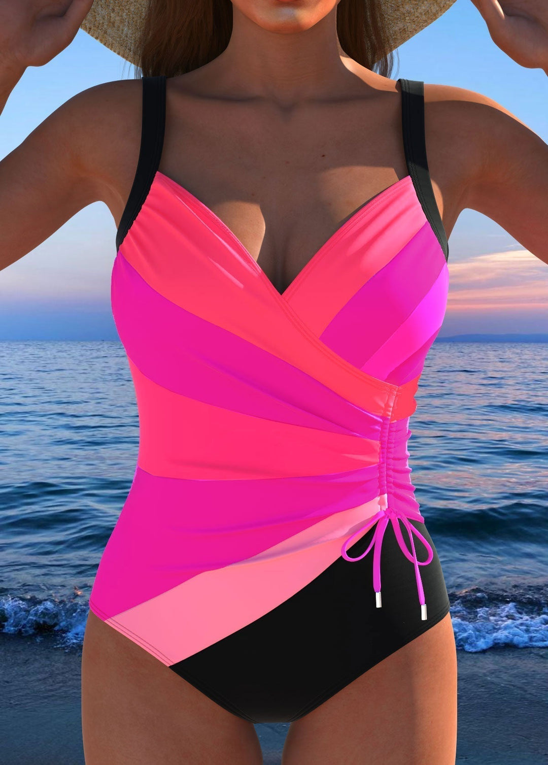 Cecile - Wrap Neckline One-Piece Swimsuit
