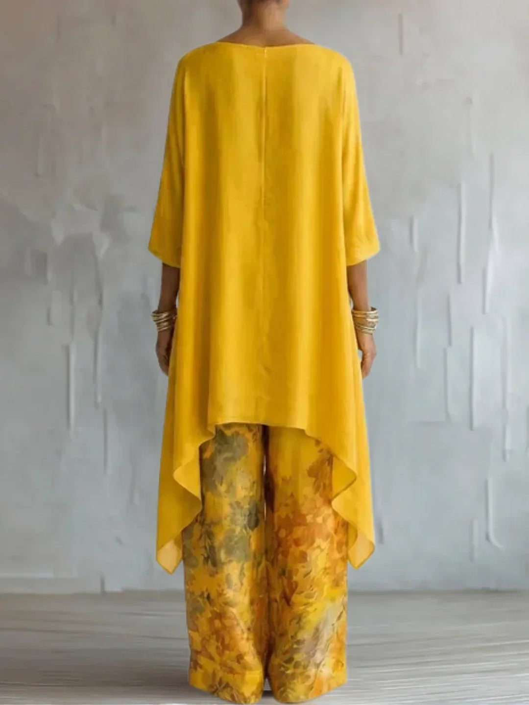 Sandra - Asymmetric Floral Top and Pants Set