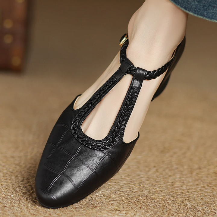 Clementine - Crocodile-Effect Mary Jane Flats