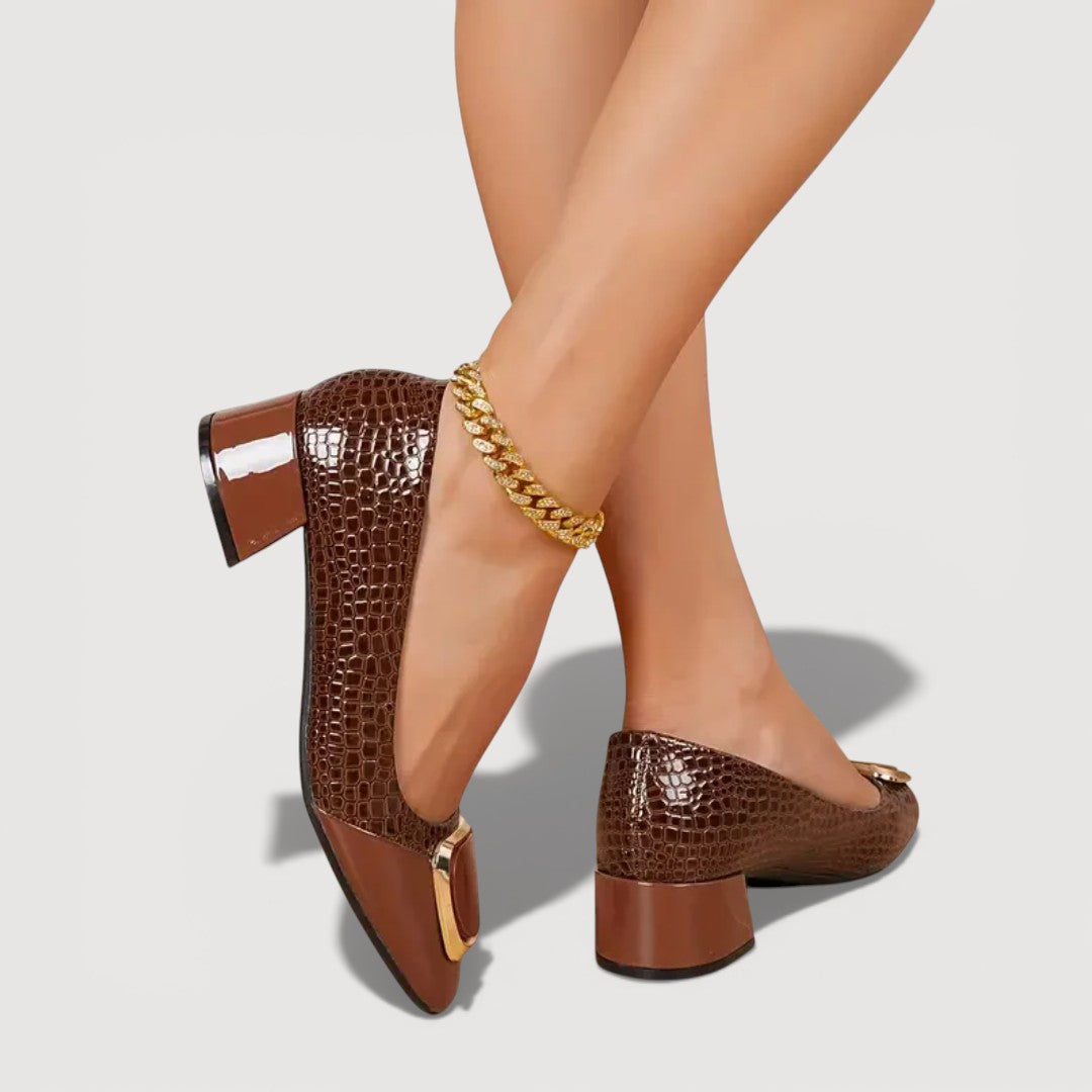 Fiorella - Croc-Effect Block Heels