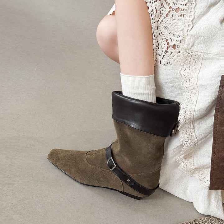 Gwendolyn - Genuine Suede Wedge Ankle Boots