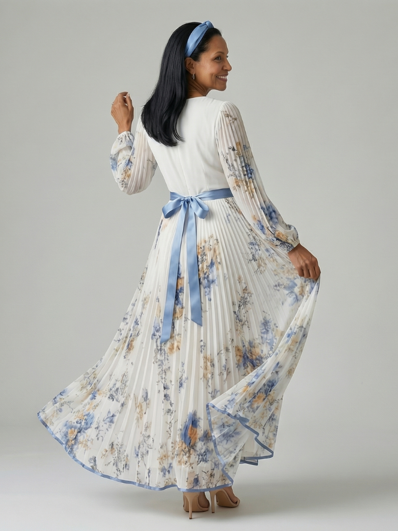 Gladys - Floral Midi Dress with Pleated Skirt