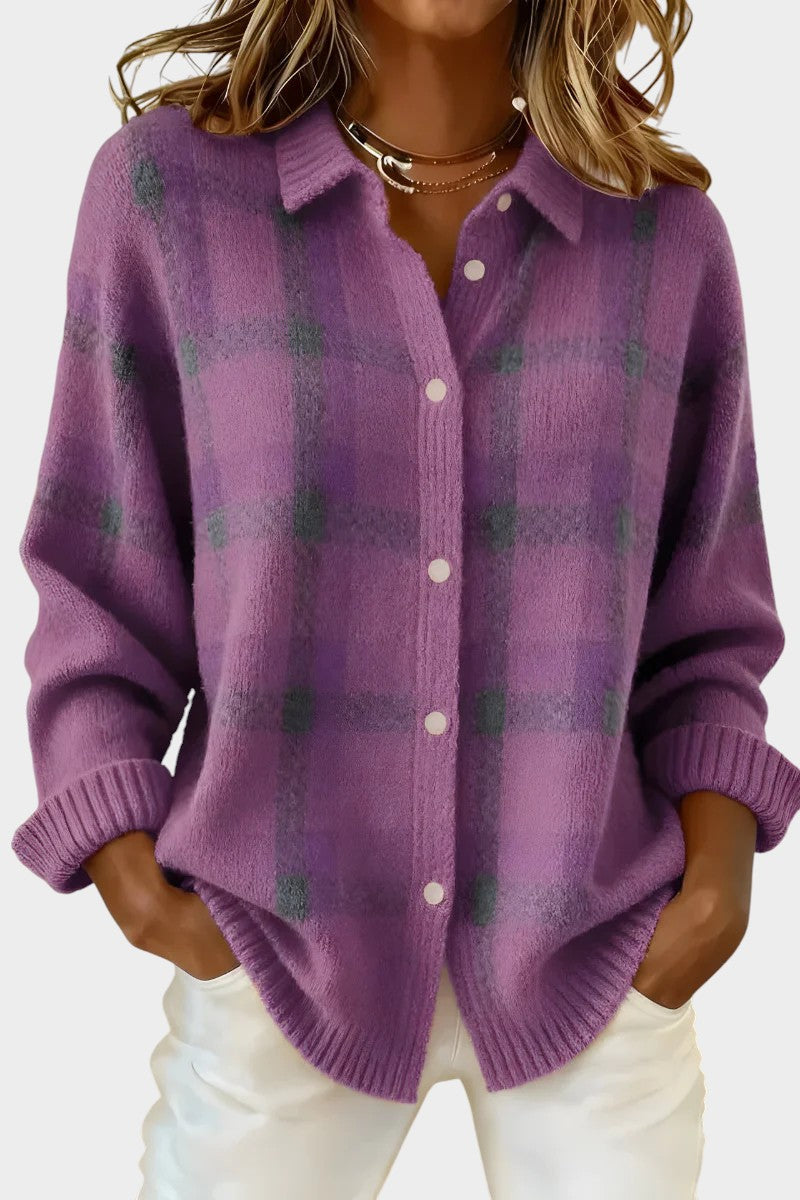 Marlene - Soft Plaid Cardigan
