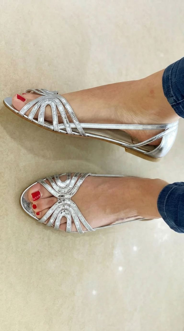 Adrienne - Metallic Strappy Flat Sandals