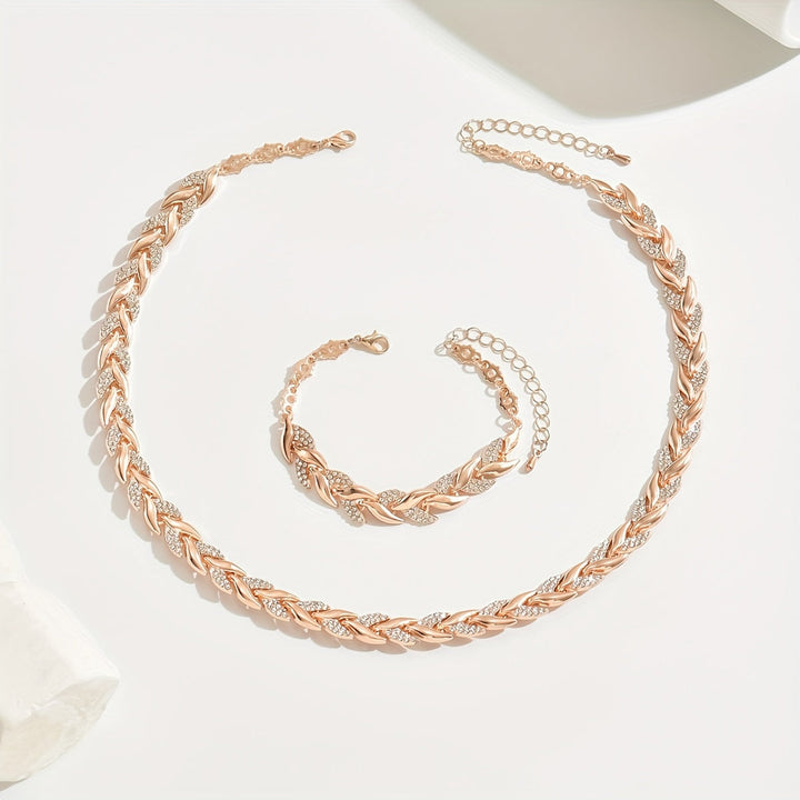 Claudette - Herringbone Necklace and Bracelet Set