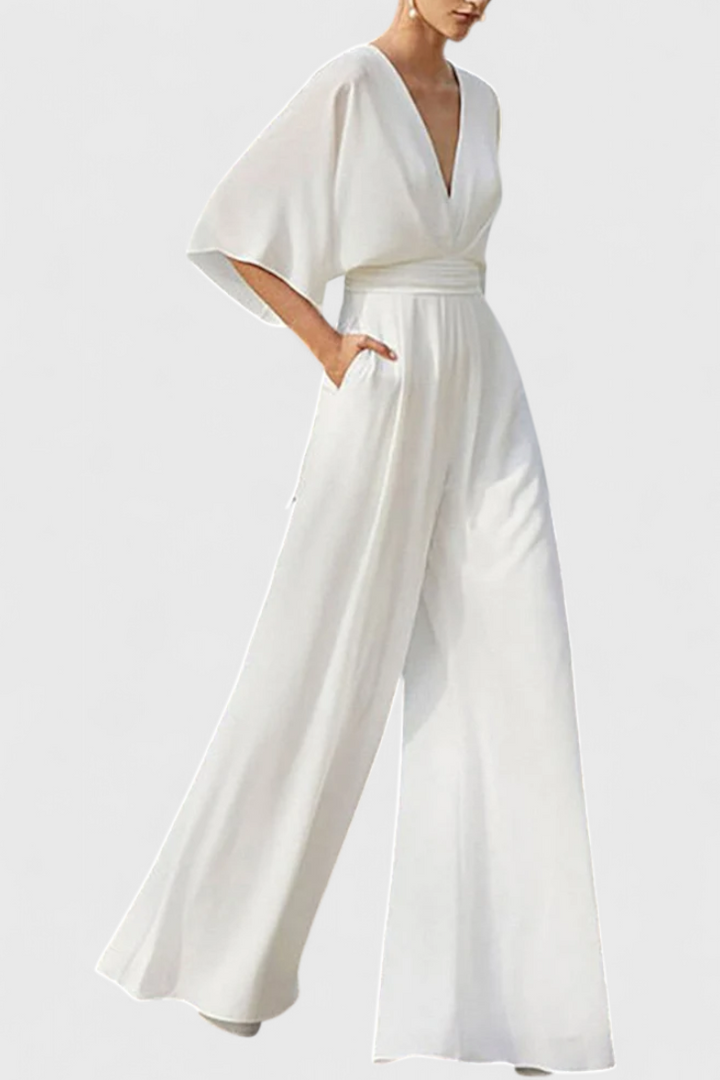 Isabeau - V-Neck Cape Sleeve Jumpsuit