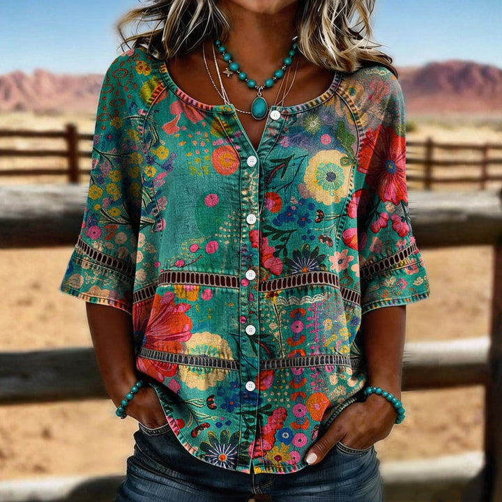 Azura - Multicolour Vintage Floral Shirt