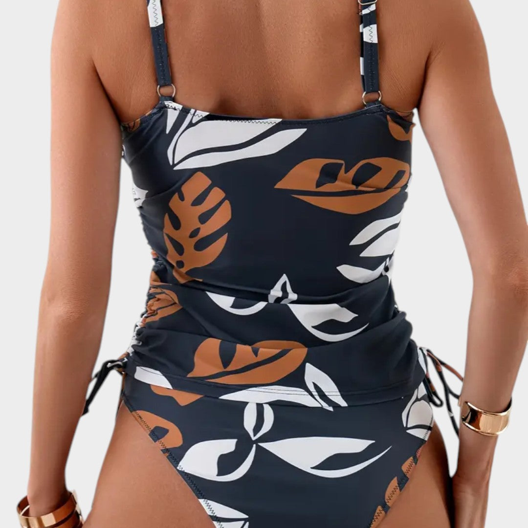 Carlotta - Tropical One-Piece Swimsuit with Side Ties