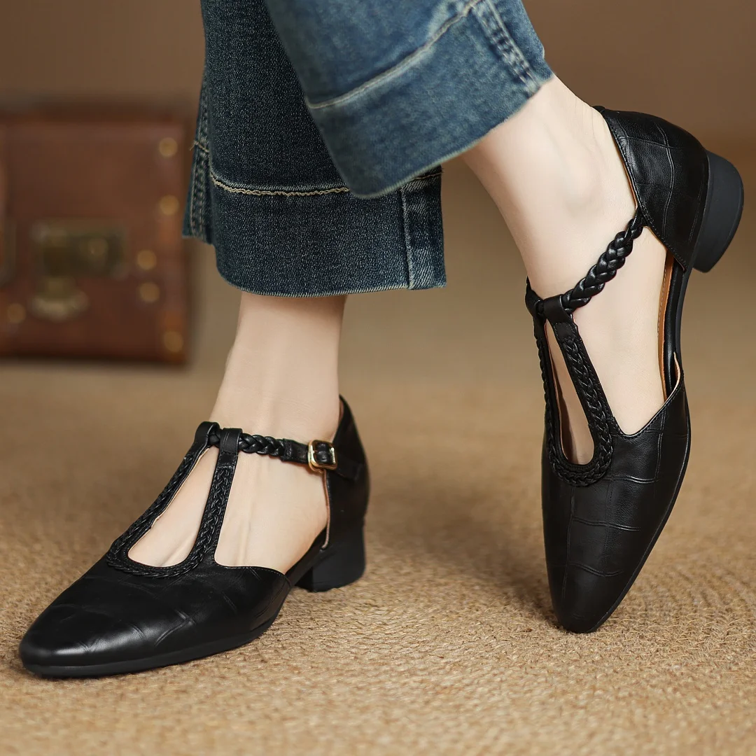 Clementine - Crocodile-Effect Mary Jane Flats