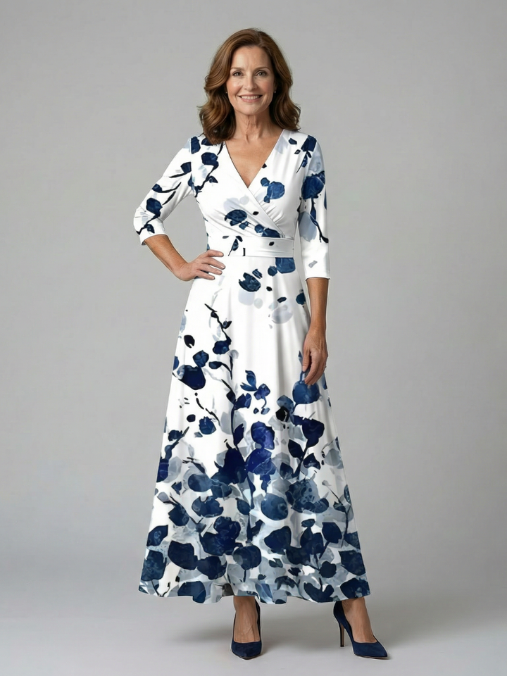 Tammy - Floral Midi Dress with Crossover Neckline