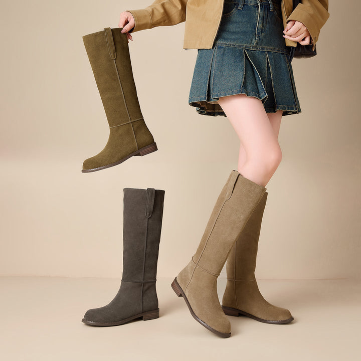 Sylvie - Genuine Suede Knee-High Boots